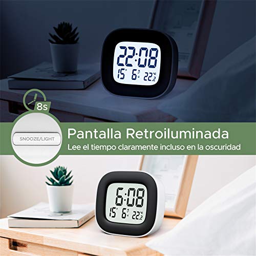 Mpow Reloj Despertador Digital con Luz de Noche, Reloj de Viaje con Pilas, Zumbador Alarma, Fecha, Temperatura, Función Snooze, 12/24 Horas, Fácil de Llevar, para Dormitorio Oficina Viaje Mpow Reloj Despertador Digital con Luz de Noche, Reloj de Viaje con Pilas, Zumbador Alarma, Fecha, Temperatura, Función Snooze, 12/24 Horas, Fácil de Llevar, para Dormitorio Oficina Viaje