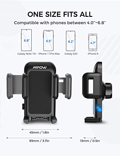 Mpow Soporte Movil Coche CD, Soporte Móvil Coche Giratorio de 360 Grados, Soporte Movil para Coche para el iPhone X 8 7 7 plus 6S 6, Samsung Galaxy S8 S9 Note 4 3 2, Huawei, Xiaomi, MP3, GPS, ect.