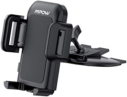 Mpow Soporte Movil Coche CD, Soporte Móvil Coche Giratorio de 360 Grados, Soporte Movil para Coche para el iPhone X 8 7 7 plus 6S 6, Samsung Galaxy S8 S9 Note 4 3 2, Huawei, Xiaomi, MP3, GPS, ect.