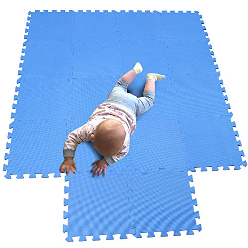 MQIAOHAM Esterilla Puzzle de Fitness-18 losas de EVA Espuma Alfombrilla Protectora Protección para el Suelo para máquinas de Deporte y gimnasios sobre el Piso Fácil de Limpiar Azul 107