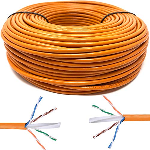 Mr. Tronic 50m Cable de Instalación Red Ethernet Bobina | CAT6, AWG24, CCA, UTP (50 Metros, Naranja)