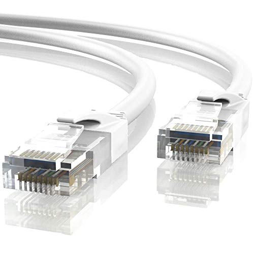 Mr. Tronic 50m Cable de Red Ethernet Latiguillo | CAT6, AWG24, CCA, UTP, RJ45 (50 Metros, Blanco)