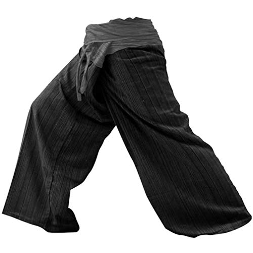 Mr.Bangkok - Pantalones de yoga, estilo pescador, algodón, talla grande, color gris y negro Mr.Bangkok - Pantalones de yoga, estilo pescador, algodón, talla grande, color gris y negro