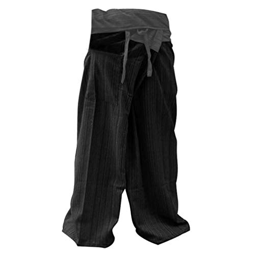 Mr.Bangkok - Pantalones de yoga, estilo pescador, algodón, talla grande, color gris y negro Mr.Bangkok - Pantalones de yoga, estilo pescador, algodón, talla grande, color gris y negro