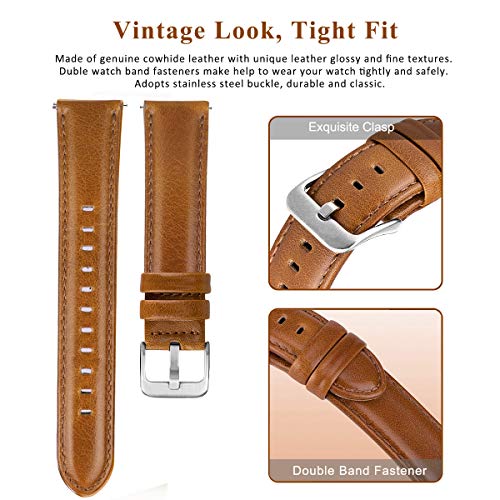 MroTech Correa 20mm Compatible para Samsung Galaxy 42mm/Active/Active2 40mm 44mm/Gear Sport/S2 Classic Pulsera Repuesto para Vivoactive 3/Ticwatch 2/E/Huawei GT 2 42mm Band 20 mm Marron Hebilla Plata MroTech Correa 20mm Compatible para Samsung Galaxy 42mm/Active/Active2 40mm 44mm/Gear Sport/S2 Classic Pulsera Repuesto para Vivoactive 3/Ticwatch 2/E/Huawei GT 2 42mm Band 20 mm Marron Hebilla Plata
