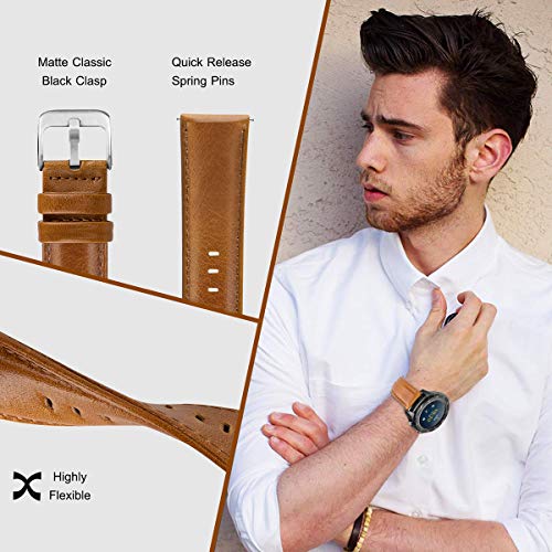 MroTech Correa 20mm Compatible para Samsung Galaxy 42mm/Active/Active2 40mm 44mm/Gear Sport/S2 Classic Pulsera Repuesto para Vivoactive 3/Ticwatch 2/E/Huawei GT 2 42mm Band 20 mm Marron Hebilla Plata MroTech Correa 20mm Compatible para Samsung Galaxy 42mm/Active/Active2 40mm 44mm/Gear Sport/S2 Classic Pulsera Repuesto para Vivoactive 3/Ticwatch 2/E/Huawei GT 2 42mm Band 20 mm Marron Hebilla Plata