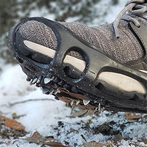 MRZJ Tacos antideslizantes para zapatos, con 24 puntas de acero inoxidable, duraderos, gel de sílice, para invierno, caminar, senderismo, montañismo, XL