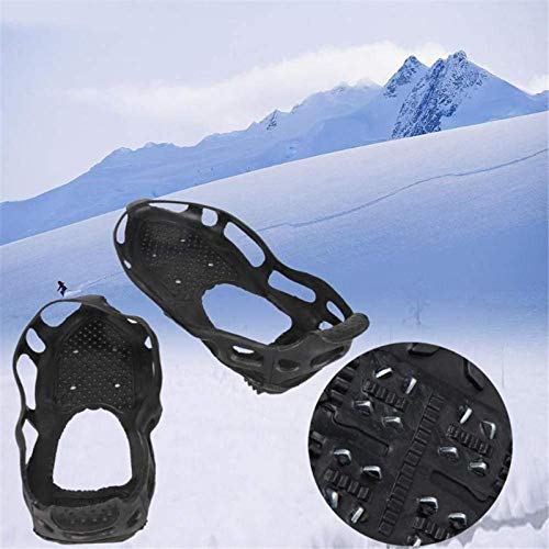 MRZJ Tacos antideslizantes para zapatos, con 24 puntas de acero inoxidable, duraderos, gel de sílice, para invierno, caminar, senderismo, montañismo, XL