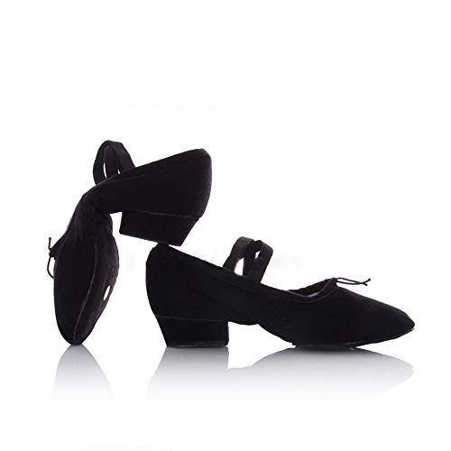 Ms Negro Zapatos de Lona de Yoga Zapatos de Baile Ballet Profesor de Gimnasia Suave Jazz niño Inferior Zapatos de Baile,Negro,36