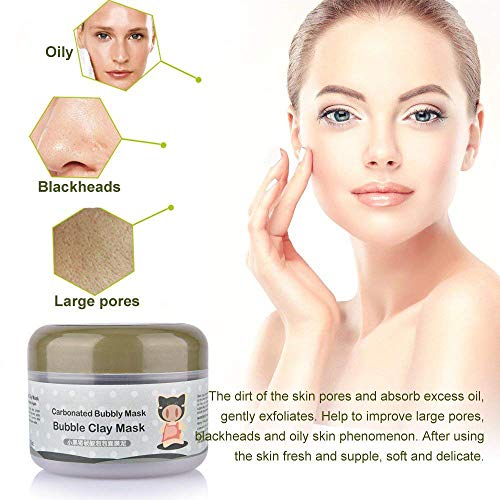 MS.DEAR Máscara de arcilla de burbujas carbonatada, mascarilla de barro de burbujas - 3.52 onzas Máscara facial hidratante 100% natural para todos los tipos de piel + brocha de silicona para máscara