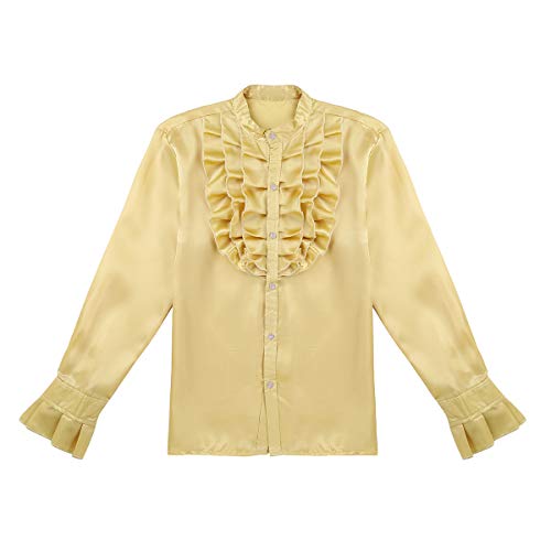 MSemis Camisas Danza Latina para Hombres Camisa Vintage de Baile Salsa Jazz Satinado Disfraz Traje Bailarín Adulto Manga Volante M-2XL Dorado X-Large MSemis Camisas Danza Latina para Hombres Camisa Vintage de Baile Salsa Jazz Satinado Disfraz Traje Bailarín Adulto Manga Volante M-2XL Dorado X-Large