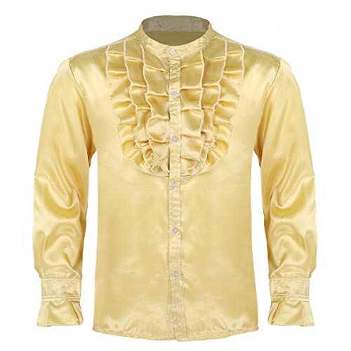 MSemis Camisas Danza Latina para Hombres Camisa Vintage de Baile Salsa Jazz Satinado Disfraz Traje Bailarín Adulto Manga Volante M-2XL Dorado X-Large MSemis Camisas Danza Latina para Hombres Camisa Vintage de Baile Salsa Jazz Satinado Disfraz Traje Bailarín Adulto Manga Volante M-2XL Dorado X-Large