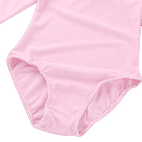 MSemis Maillot de Ballet Danza para Niñas Leotardo Básico Gimnasia Rítmica Traje Bailarina Infantil Manga Larga Rosa 6 años