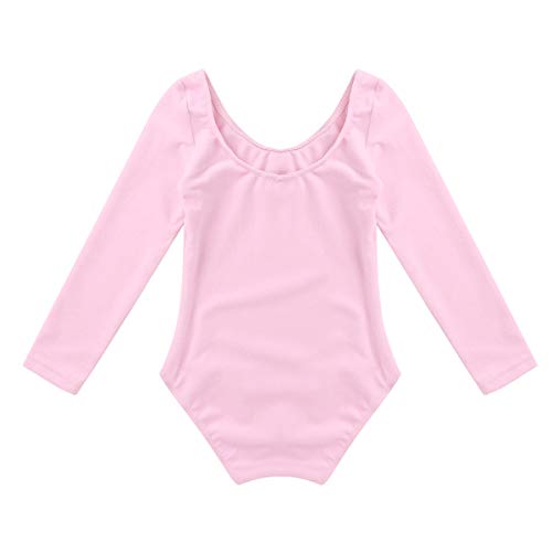 MSemis Maillot de Ballet Danza para Niñas Leotardo Básico Gimnasia Rítmica Traje Bailarina Infantil Manga Larga Rosa 6 años