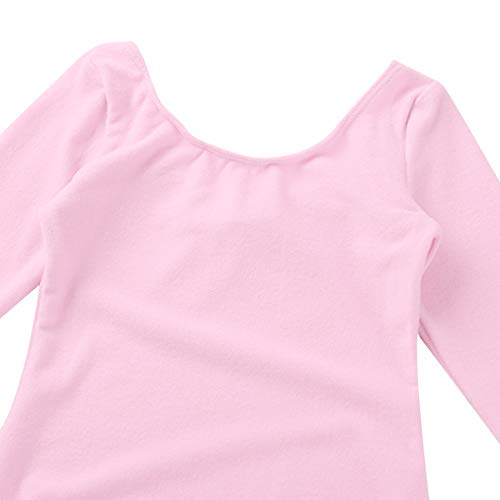 MSemis Maillot de Ballet Danza para Niñas Leotardo Básico Gimnasia Rítmica Traje Bailarina Infantil Manga Larga Rosa 6 años