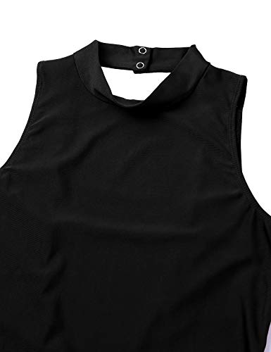 MSemis Maillot de Ballet Gimnasia Rítmica para Mujer Bodys Patinaje Elásticos Leotardo Básico Danza Bailarina Adulto Negro M