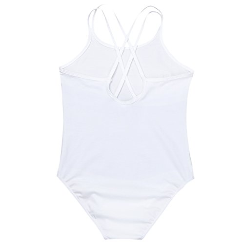 MSemis Maillot de Danza Ballet Tirantes para Niñas Body Elástico Leotardo Gimnasia Traje Bailarina Jumpsuit 3-14 Años Blanco 5-6 Años