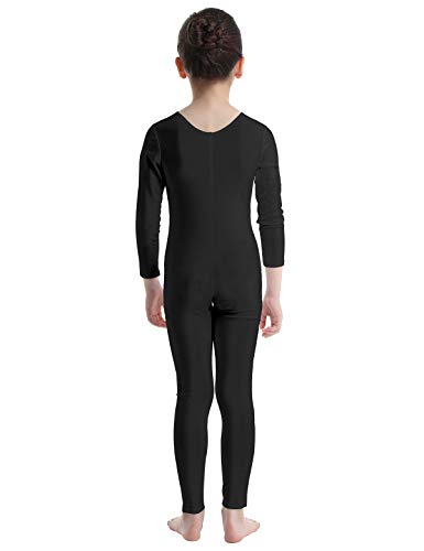 MSemis Maillot Entero Ballet Danza para Niños Niñas Unisex Mono Completo Gimnasia Rítmica Leotardo Manga Larga Jumpsuit Ropa Bailarina Otoño Invierno Negro 8-10 Años