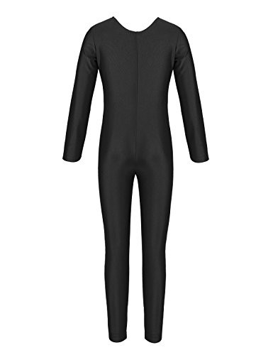 MSemis Maillot Entero Ballet Danza para Niños Niñas Unisex Mono Completo Gimnasia Rítmica Leotardo Manga Larga Jumpsuit Ropa Bailarina Otoño Invierno Negro 8-10 Años