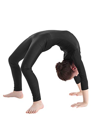 MSemis Maillot Entero de Ballet Gimnasia para Niños Niñas Mono Completo Danza Leotardo Clásico Manga Larga Jumpsuit Yoga Deporte Negro 10-12 Años