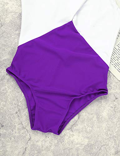 MSemis Maillot Gimnasia Rítmica para Niñas Competición Body Patinaje Artítico Leotardo Ballet Maillot Danza sin Manga Ropa Bailarina Práctica Actuación Morado 13-14 Años