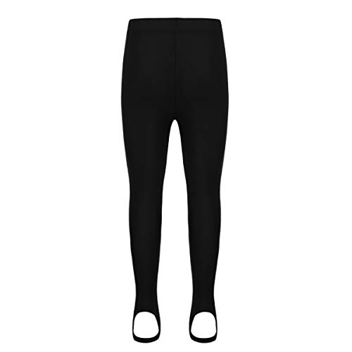 MSemis Mallas de Ballet para Niñas Niños Unisex Leggings de Yoga Danza Pantalones Medias Elástico sin Costura Ropa Deportiva Bailarina Práctica Negro 10-12 Años