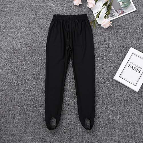 MSemis Mallas de Ballet para Niñas Niños Unisex Leggings de Yoga Danza Pantalones Medias Elástico sin Costura Ropa Deportiva Bailarina Práctica Negro 10-12 Años