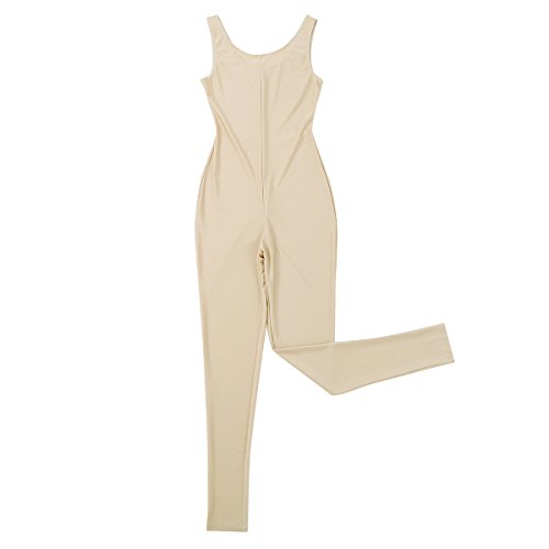 MSemis Mujer Maillot de Danza Ballet Gimnasia Mono Rítmica Leotardo Jumpsuit sin Manga Elástico Body Baile Disfraz Bailarina Beige Dorado A Small