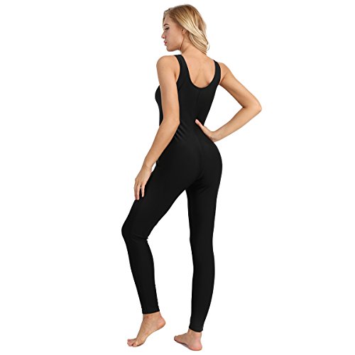 MSemis Mujer Maillot de Danza Ballet Gimnasia Mono Rítmica Leotardo Jumpsuit sin Manga Elástico Body Baile Disfraz Bailarina Negro A Small