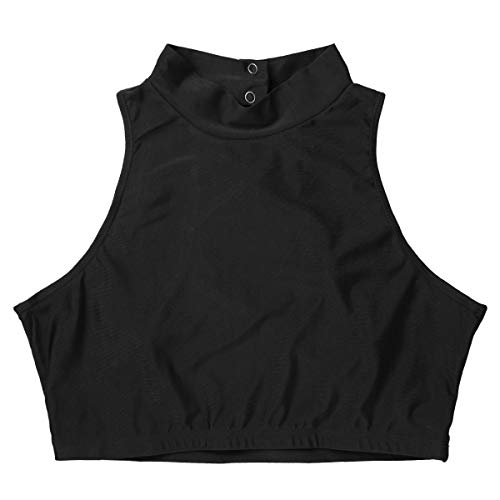 MSemis Mujer Top Danza Baile Yoga Chaleco Deportivo Crop Top Danza Ropa Moderna Jazz Camiseta Corta sin Manga Espalda Agujeros Traje Bailarina Negro Small