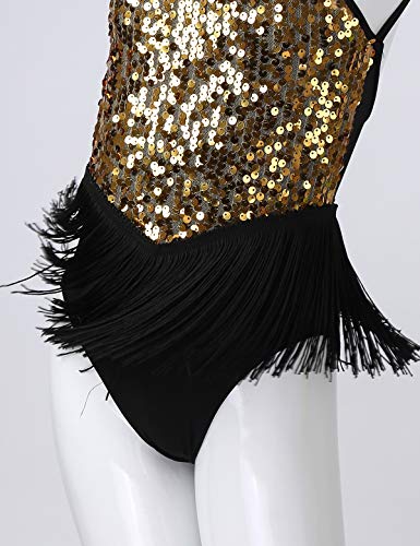MSemis Ropa Bailarina niña Niña Maillot Ballet Danza Latino Jazz Body Leotardo Lentejuelas Halter Vestido de Patinaje Artístico Niña Maillot Gimnasia Artistica con Falda Borla Dorado 7-8 años MSemis Ropa Bailarina niña Niña Maillot Ballet Danza Latino Jazz Body Leotardo Lentejuelas Halter Vestido de Patinaje Artístico Niña Maillot Gimnasia Artistica con Falda Borla Dorado 7-8 años