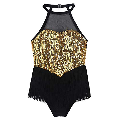 MSemis Ropa Bailarina niña Niña Maillot Ballet Danza Latino Jazz Body Leotardo Lentejuelas Halter Vestido de Patinaje Artístico Niña Maillot Gimnasia Artistica con Falda Borla Dorado 11-12 años MSemis Ropa Bailarina niña Niña Maillot Ballet Danza Latino Jazz Body Leotardo Lentejuelas Halter Vestido de Patinaje Artístico Niña Maillot Gimnasia Artistica con Falda Borla Dorado 11-12 años