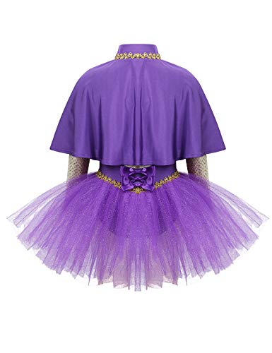 MSemis Vestido Bailarina para Niñas Maillot Danza Ballet Lujoso Disfraz Dominadora Circo Traje Disfraces Gran Showman Ringmaster Fiesta Halloween Navidad Morado 10 Años