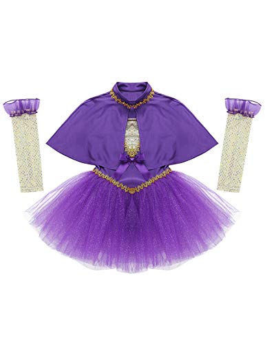 MSemis Vestido Bailarina para Niñas Maillot Danza Ballet Lujoso Disfraz Dominadora Circo Traje Disfraces Gran Showman Ringmaster Fiesta Halloween Navidad Morado 10 Años