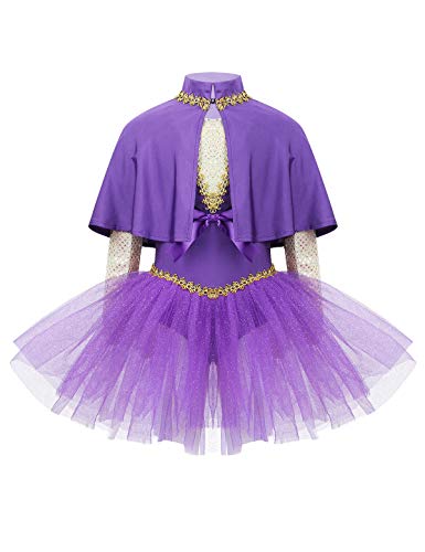 MSemis Vestido Bailarina para Niñas Maillot Danza Ballet Lujoso Disfraz Dominadora Circo Traje Disfraces Gran Showman Ringmaster Fiesta Halloween Navidad Morado 10 Años