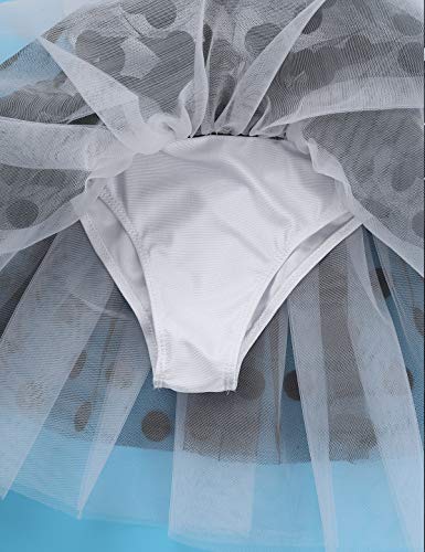 MSemis Vestido Ballet Tutú a Cuadros para Niñas Vestido Bailarina Disfraz Circo Maillot Danza Clásica Body Gimnasia Rítmica Ropa Competición Rendimiento Fiesta Blanco y Negro 10 Años