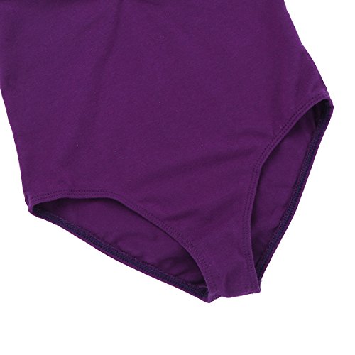 MSemis Vestido Danza Ballet para Niñas Maillot Gimnasia Rítmica con Falda Cruzada Removible Body Bailarina Infantil Leotardo Básico Ropa Práctica Danza Morado 10-12 Años