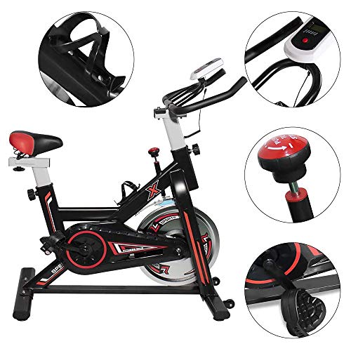 Msoah Bici Spinning, Bicicleta De Spinning, Volante De Inercia 6 Kg, para Entrenamiento De Adelgazamiento, Resistencia, Spinbike con Cardio para El Hogar Y Fitness