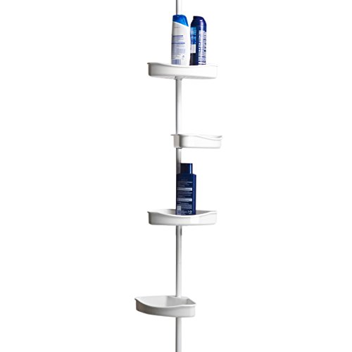 MSV ESTANTERIA DE Ducha DE PLASTICO DE Rincon Auto SOSTENIDA, Metal, Blanco, 8.86x6.3x88.58 Inches MSV ESTANTERIA DE Ducha DE PLASTICO DE Rincon Auto SOSTENIDA, Metal, Blanco, 8.86x6.3x88.58 Inches