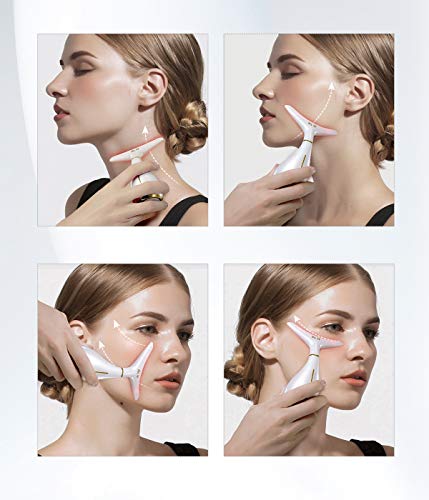 Ms.W Masajeador facial, estiramiento de la piel, estiramiento facial en el cuello, dispositivos de tonificación de belleza reafirmantes en forma de V, masajeador facial antiarrugas con calor, 3 modos