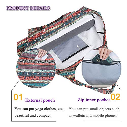 Mu Mianhua Bolsa para esterilla de yoga con bolsillo de tamaño grande y bolsillo con cremallera, se adapta a la mayoría de las alfombrillas de Mu Mianhua Bolsa para esterilla de yoga con bolsillo de tamaño grande y bolsillo con cremallera, se adapta a la mayoría de las alfombrillas de