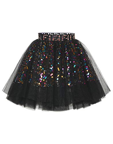 MUADRESS 1988 Mini Falda Tul Lentejuelas Tutú Brillos para Fiesta Negro S MUADRESS 1988 Mini Falda Tul Lentejuelas Tutú Brillos para Fiesta Negro S