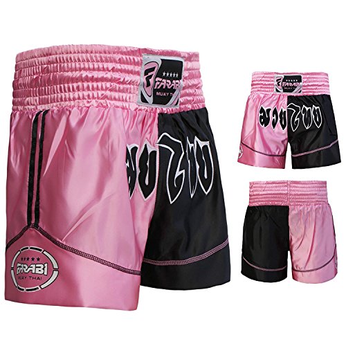 Muay Thai Boxing Kick Boxing Martial Arts Shorts Pink Black Shorts (XS)