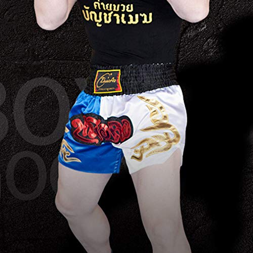 Muay Thai Fight Shorts MMA Kick Boxing Grappling Martial Arts Combat Shorts Gimnasio Entrenamiento Entrenamiento Azul Satinado/Amarillo/Negro Shorts Negro M