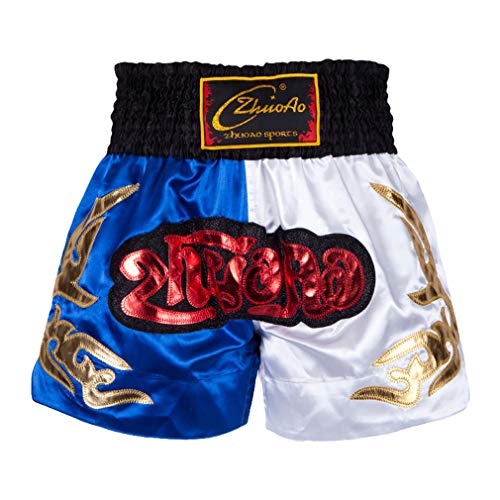 Muay Thai Fight Shorts MMA Kick Boxing Grappling Martial Arts Combat Shorts Gimnasio Entrenamiento Entrenamiento Azul Satinado/Amarillo/Negro Shorts Negro L