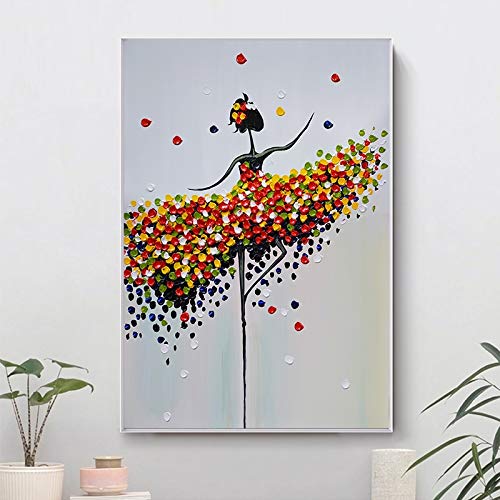 Mubaolei Arte Abstracto de Pared Lienzo Pintura Colorida Abstracta Bailarina Lienzo Impresiones para Sala de Estar decoración del hogar 60x80cm