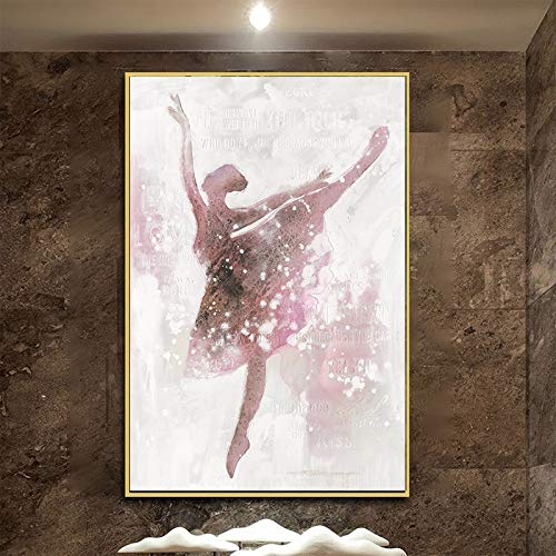 Mubaolei Cuadro en Lienzo para niña Bailarina Rosa, póster artístico de Pared nórdico, Imagen para Sala de Estar, decoración del hogar, póster 60x80cm Mubaolei Cuadro en Lienzo para niña Bailarina Rosa, póster artístico de Pared nórdico, Imagen para Sala de Estar, decoración del hogar, póster 60x80cm