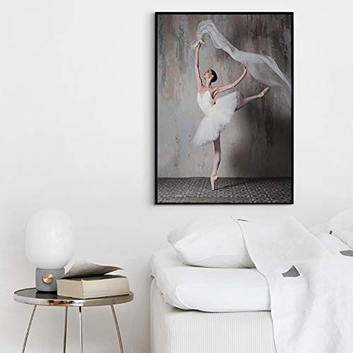 Mubaolei Cuadro en Lienzo Retro nostálgico Bailarina imágenes de Belleza Simple Pintura Moderna decoración del hogar nórdico 60x80cm