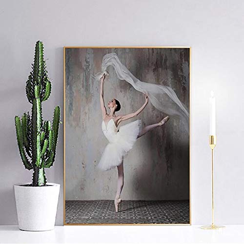 Mubaolei Cuadro en Lienzo Retro nostálgico Bailarina imágenes de Belleza Simple Pintura Moderna decoración del hogar nórdico 60x80cm