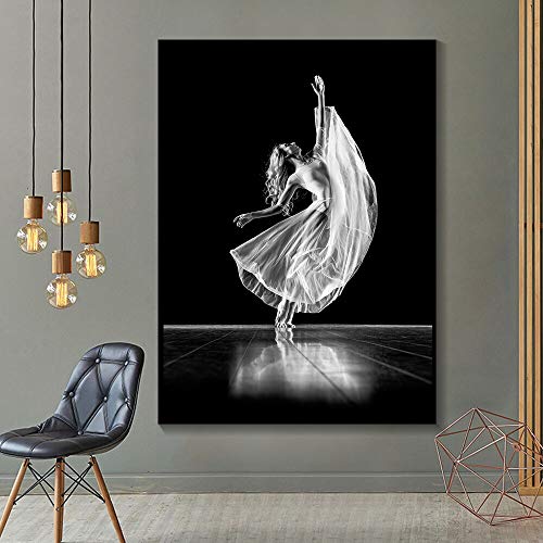 Mubaolei Póster en Blanco y Negro Bailarina Moda Sexy Mujer impresión Arte de Pared Moderno Lienzo Pinturas Cuadros para decoración de Sala de Estar 60x80cm Mubaolei Póster en Blanco y Negro Bailarina Moda Sexy Mujer impresión Arte de Pared Moderno Lienzo Pinturas Cuadros para decoración de Sala de Estar 60x80cm